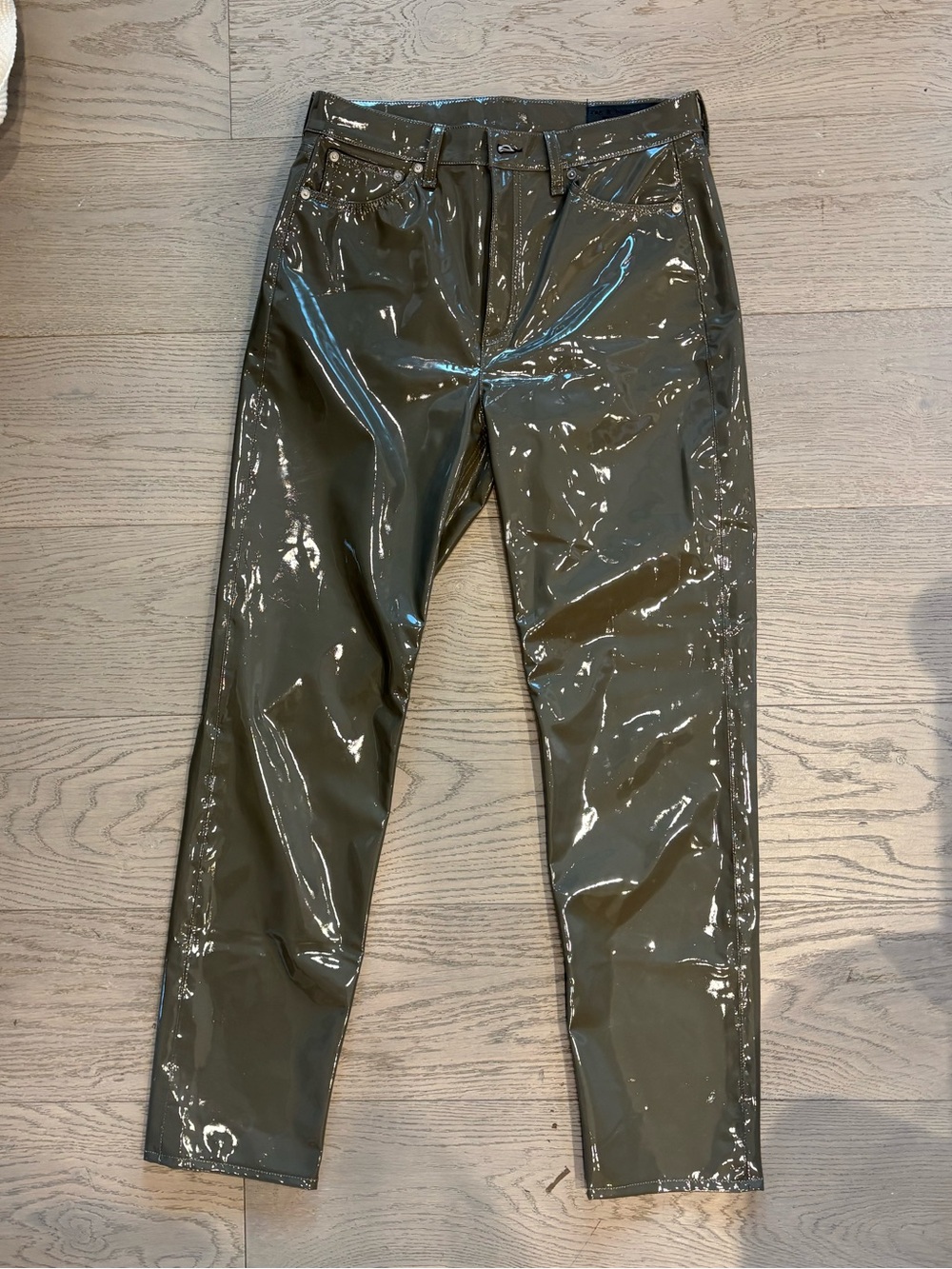 Rag & Bone Olive Green Patent Leather Pants